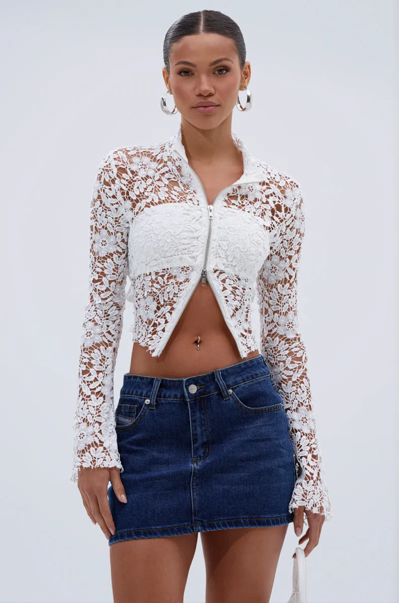 GIMME MORE LACE ZIP-UP TOP sold by AKIRA product image thumbnail 4