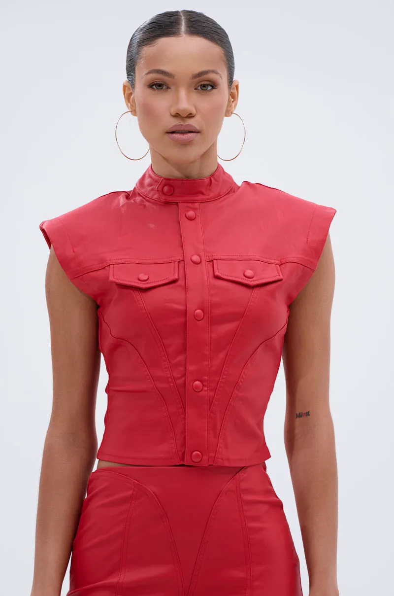 BIG CITY LIVIN FAUX LEATHER BUTTON DOWN sold by AKIRA product image thumbnail 2