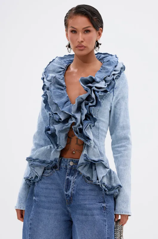 WILD WEST RUFFLE DETAIL BLOUSE sold by AKIRA