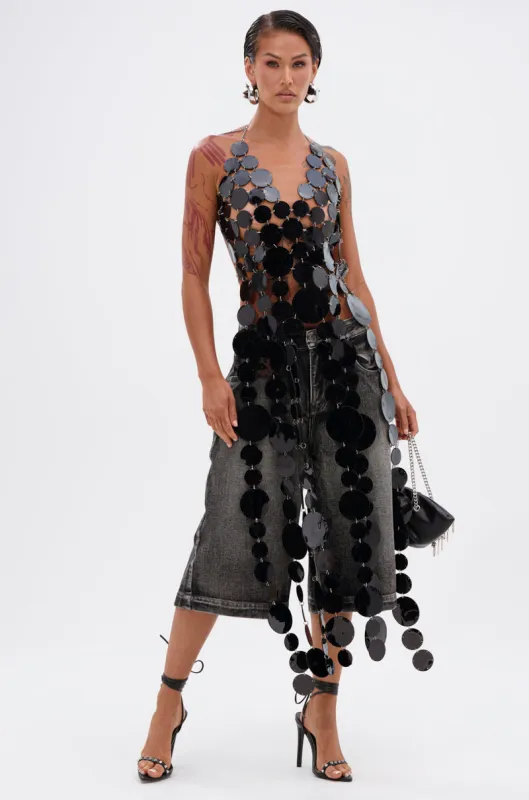 GLAMOROUS CHAIN DETAIL HALTER TOP sold by AKIRA
