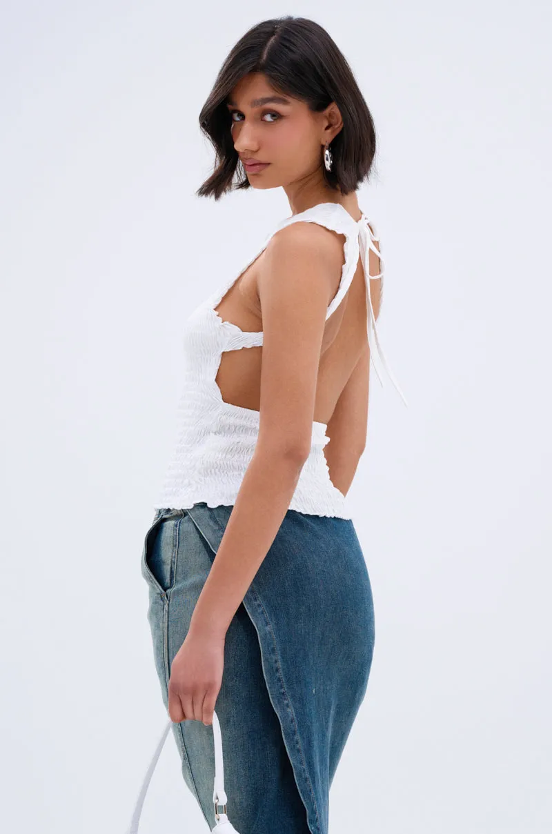 CHLOE OPEN BACK & SMOCKED BODY TOP sold by AKIRA product image thumbnail 4