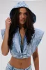TOO COOL FOR YOU DENIM ZIP-UP BLOUSE sold by AKIRA