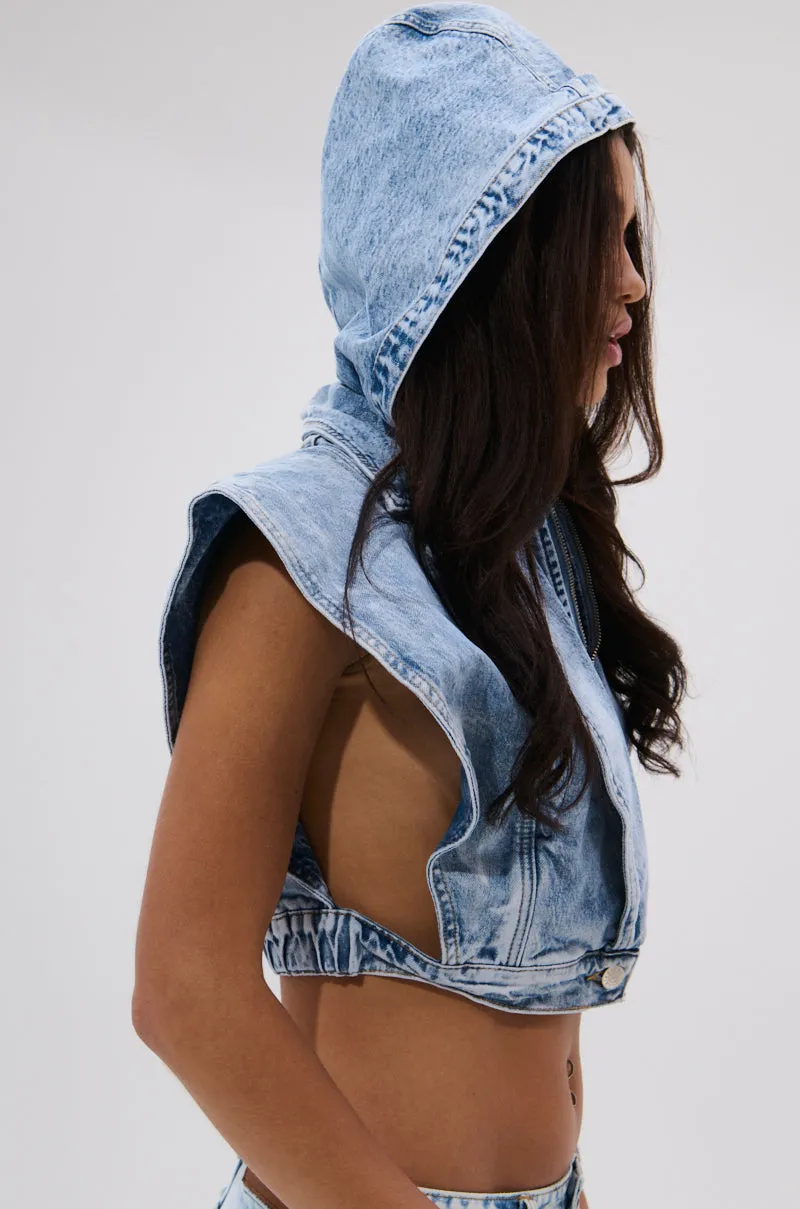 TOO COOL FOR YOU DENIM ZIP-UP BLOUSE sold by AKIRA product image thumbnail 5