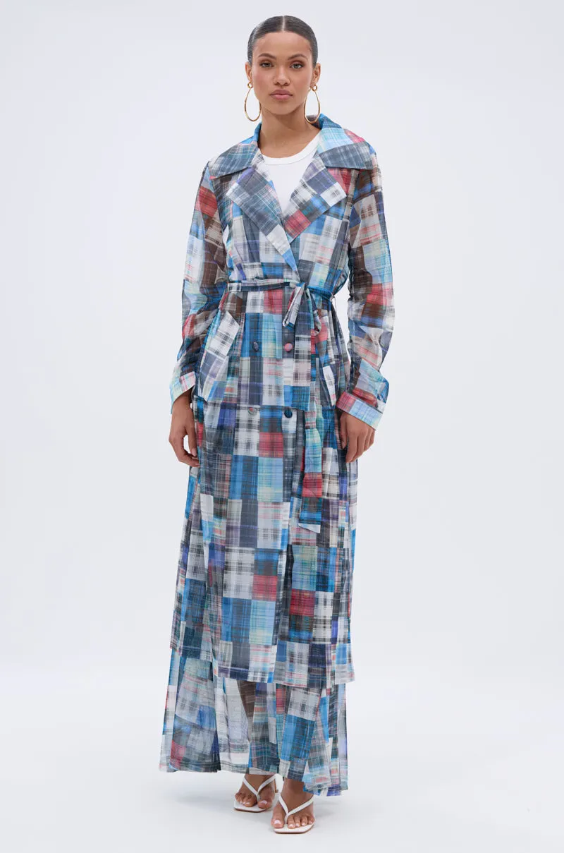 LIVING THE LIFE PLAID MESH TRENCH sold by AKIRA product image thumbnail 5