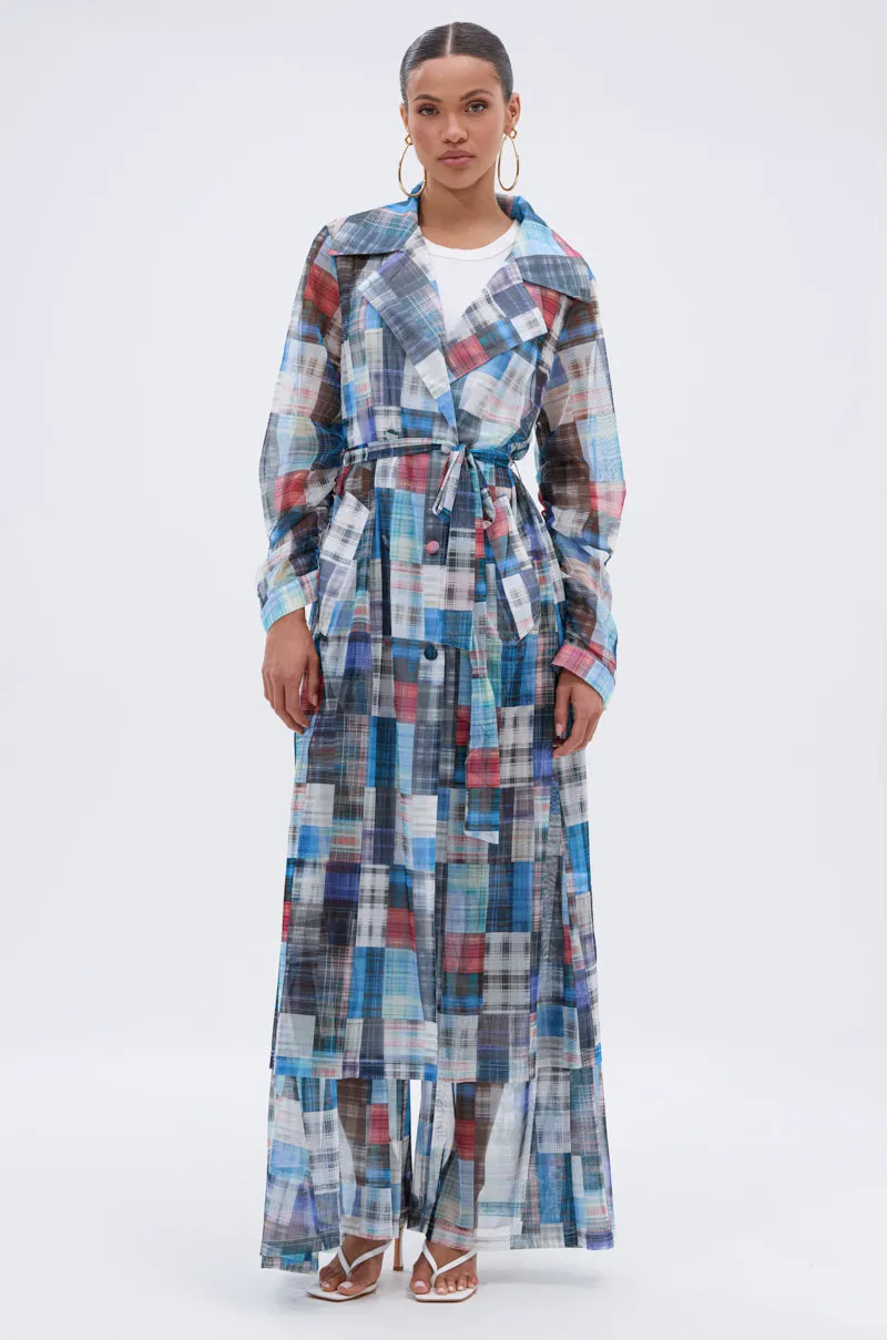 LIVING THE LIFE PLAID MESH TRENCH sold by AKIRA product image thumbnail 2