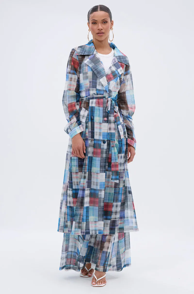 LIVING THE LIFE PLAID MESH TRENCH sold by AKIRA product image thumbnail 4