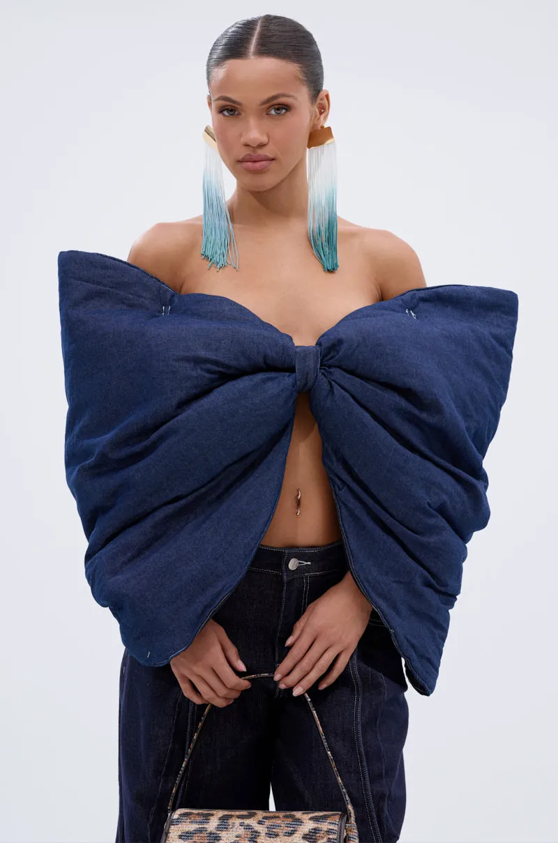 PADDED DENIM BOW TOP sold by AKIRA product image thumbnail 3