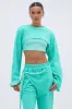 ISSA DOUBLE LAYER CROP SWEATSHIRT IN TIFFANY sold by AKIRA