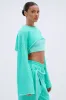 ISSA DOUBLE LAYER CROP SWEATSHIRT IN TIFFANY sold by AKIRA