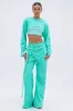 ISSA DOUBLE LAYER CROP SWEATSHIRT IN TIFFANY sold by AKIRA