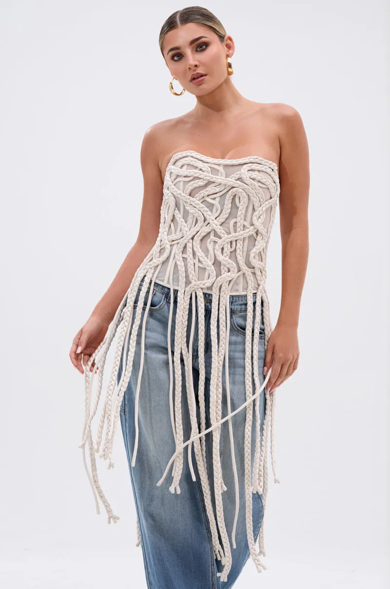 NEVER LOST TASSEL MESH CORSET sold by AKIRA product image thumbnail 2