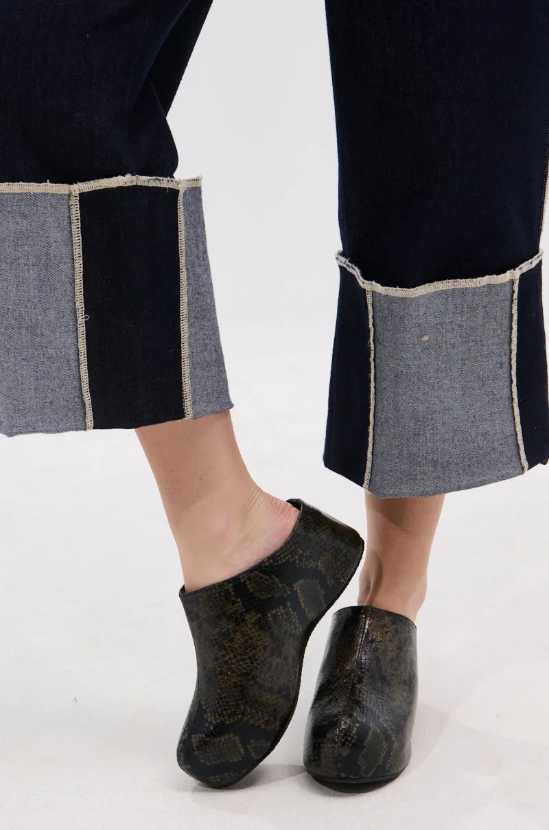 AZALEA WANG DARWIN CLOG IN BLACK SNAKE sold by AKIRA