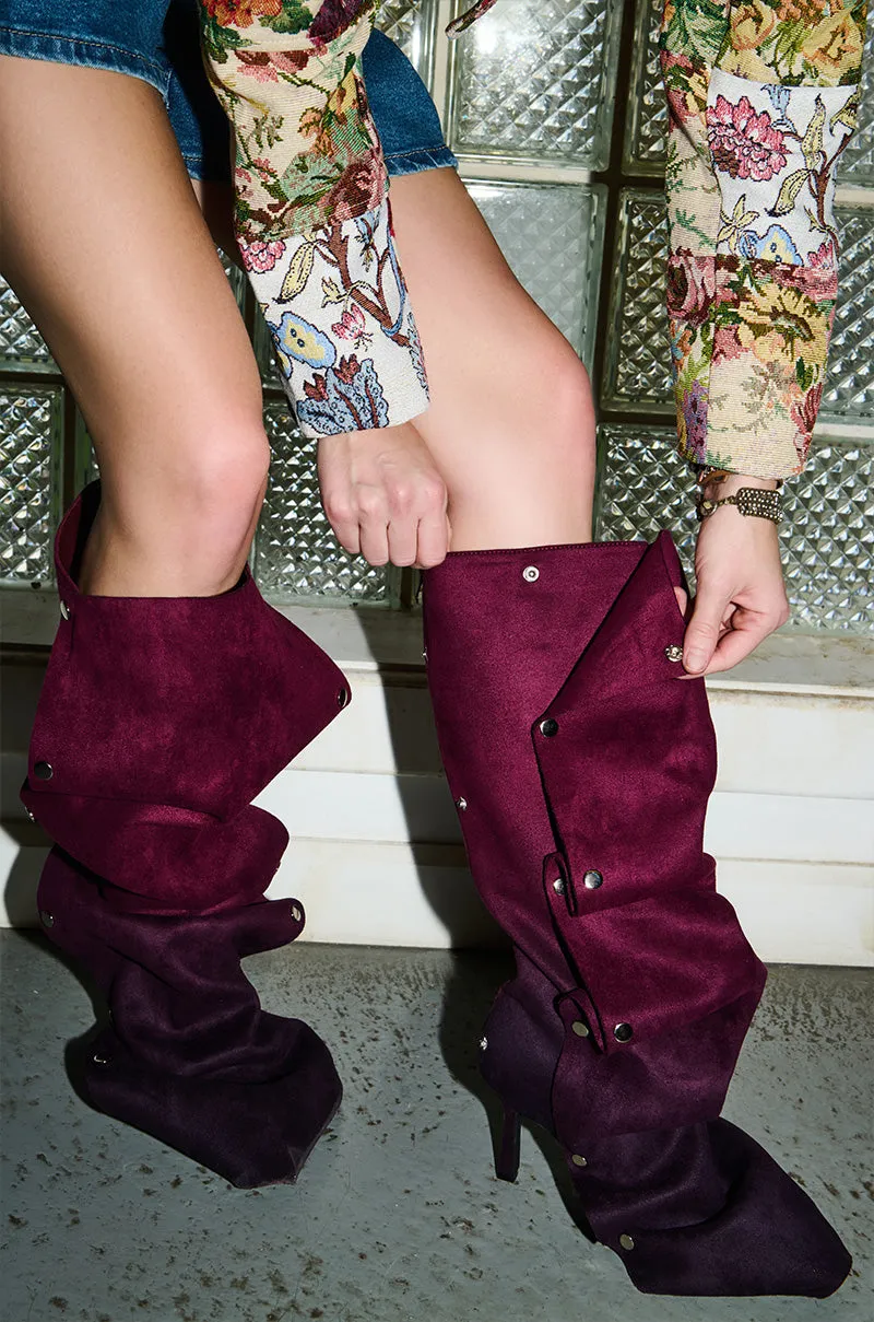 AZALEA WANG IMOGINE PURPLE OMBRE FOLDED DETAIL STILETTO BOOT sold by AKIRA