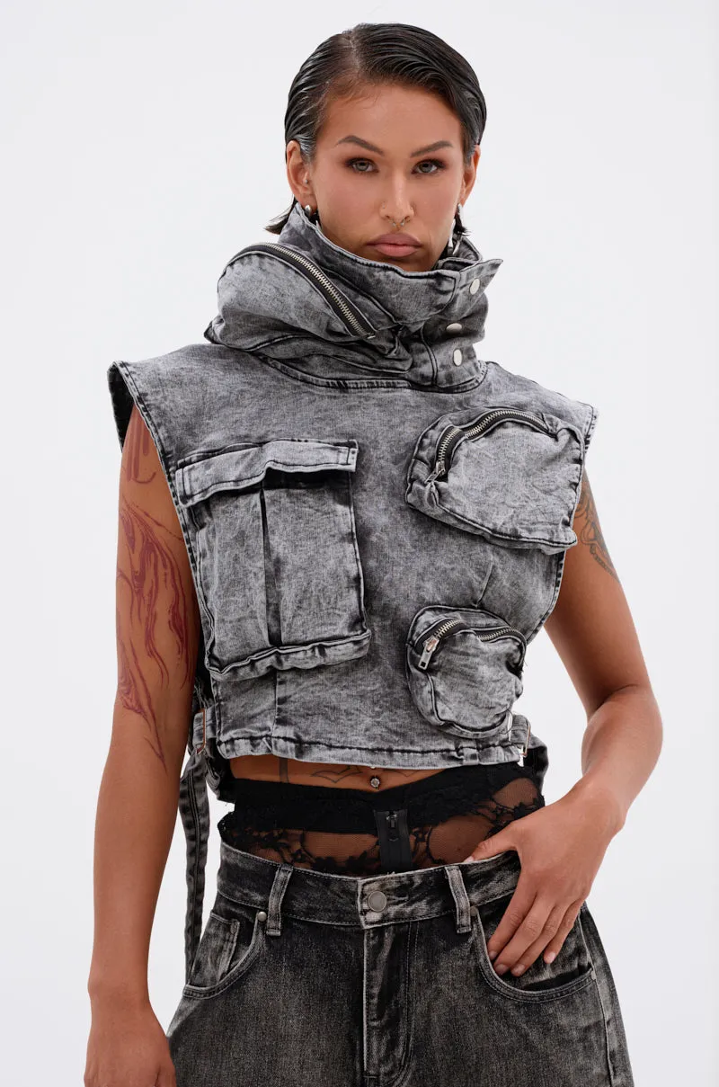 MODEL BEHAVIOR DENIM TOP sold by AKIRA product image thumbnail 5