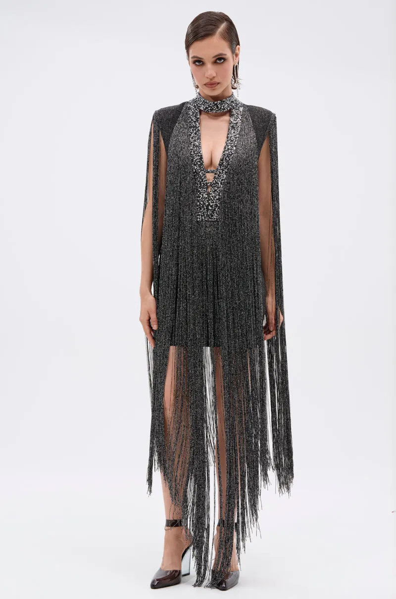 MIXED MESSAGES METALLIC BANDAGE MINI DRESS WITH FRINGE sold by AKIRA product image thumbnail 3