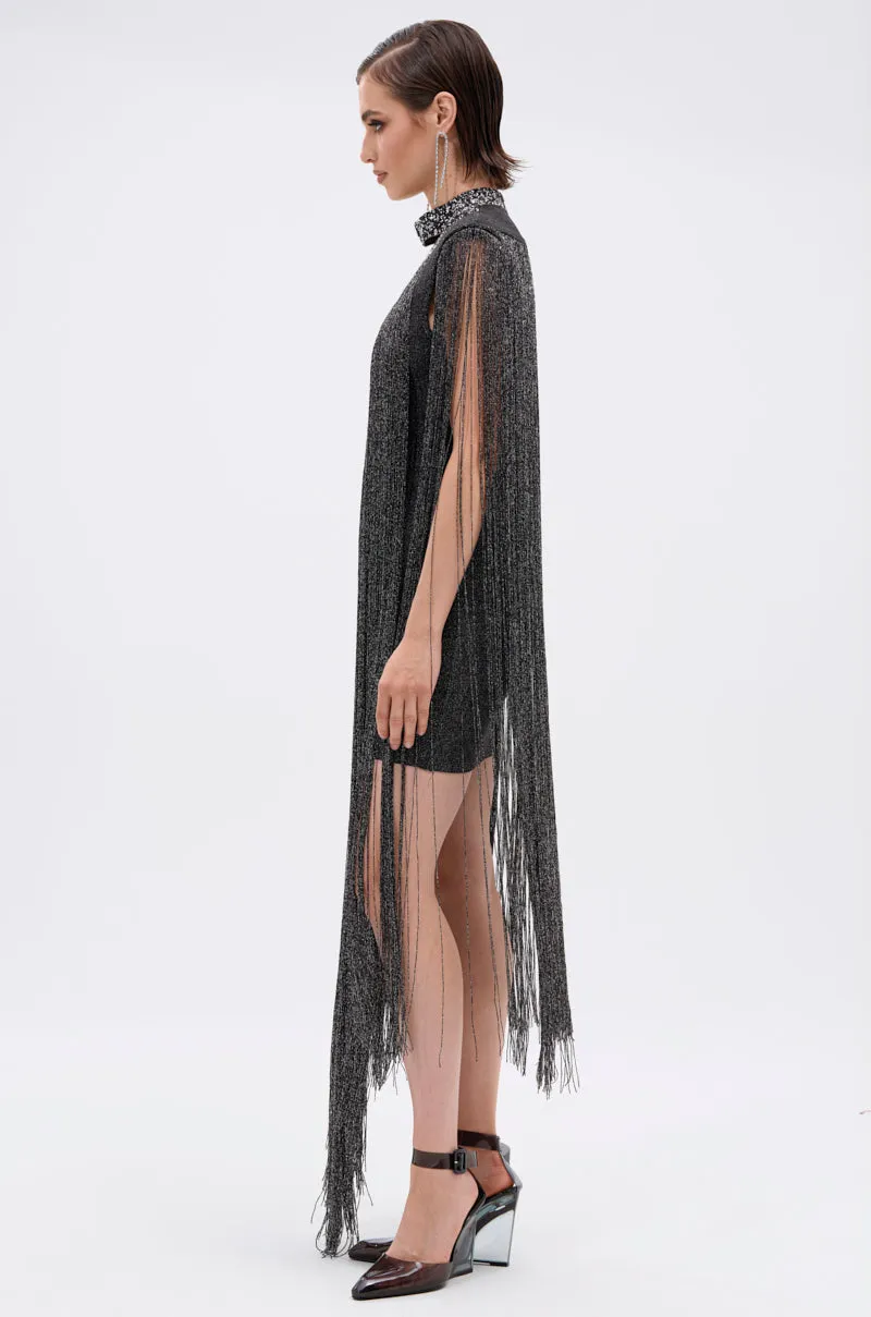 MIXED MESSAGES METALLIC BANDAGE MINI DRESS WITH FRINGE sold by AKIRA product image thumbnail 5