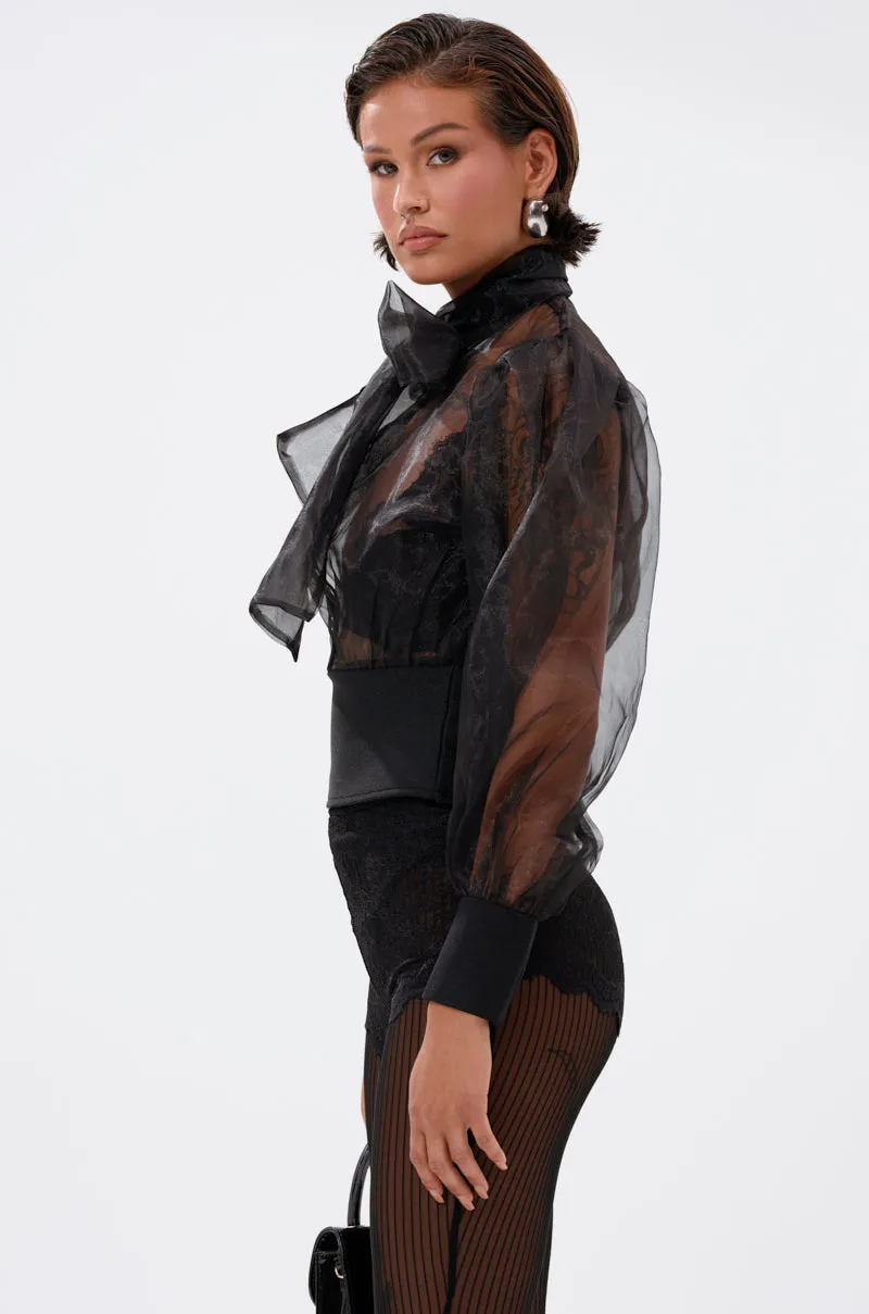 DANCE AND SHAKE BLOUSE WITH BOW IN BLACK sold by AKIRA product image thumbnail 4