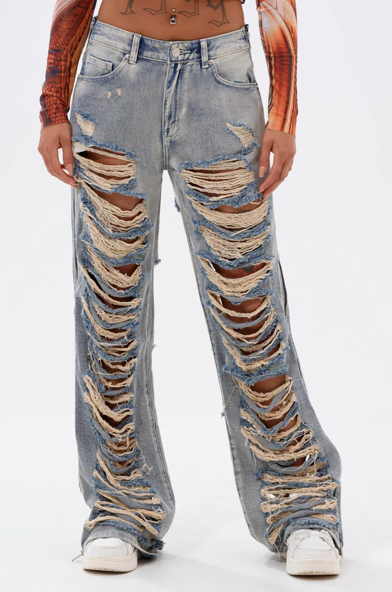 REAL TALK DISTRESSED JEANS sold by AKIRA