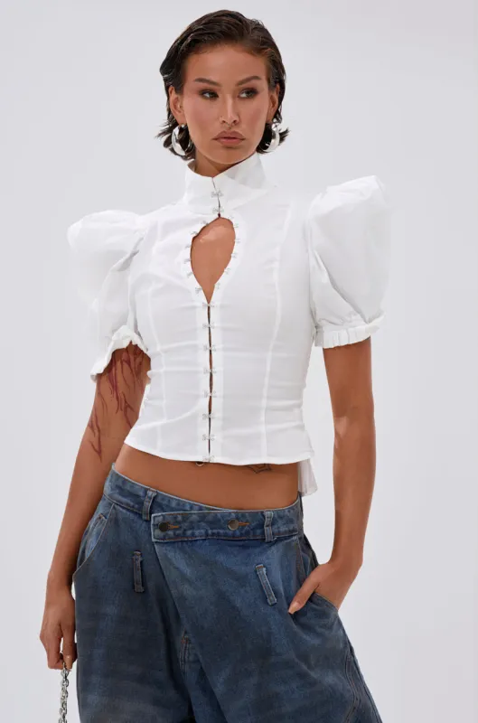 TOO COOL FOR YOU LACEUP BLOUSE sold by AKIRA