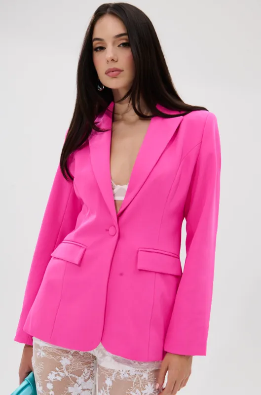 PRETTY IN PINK FITTED BLAZER sold by AKIRA