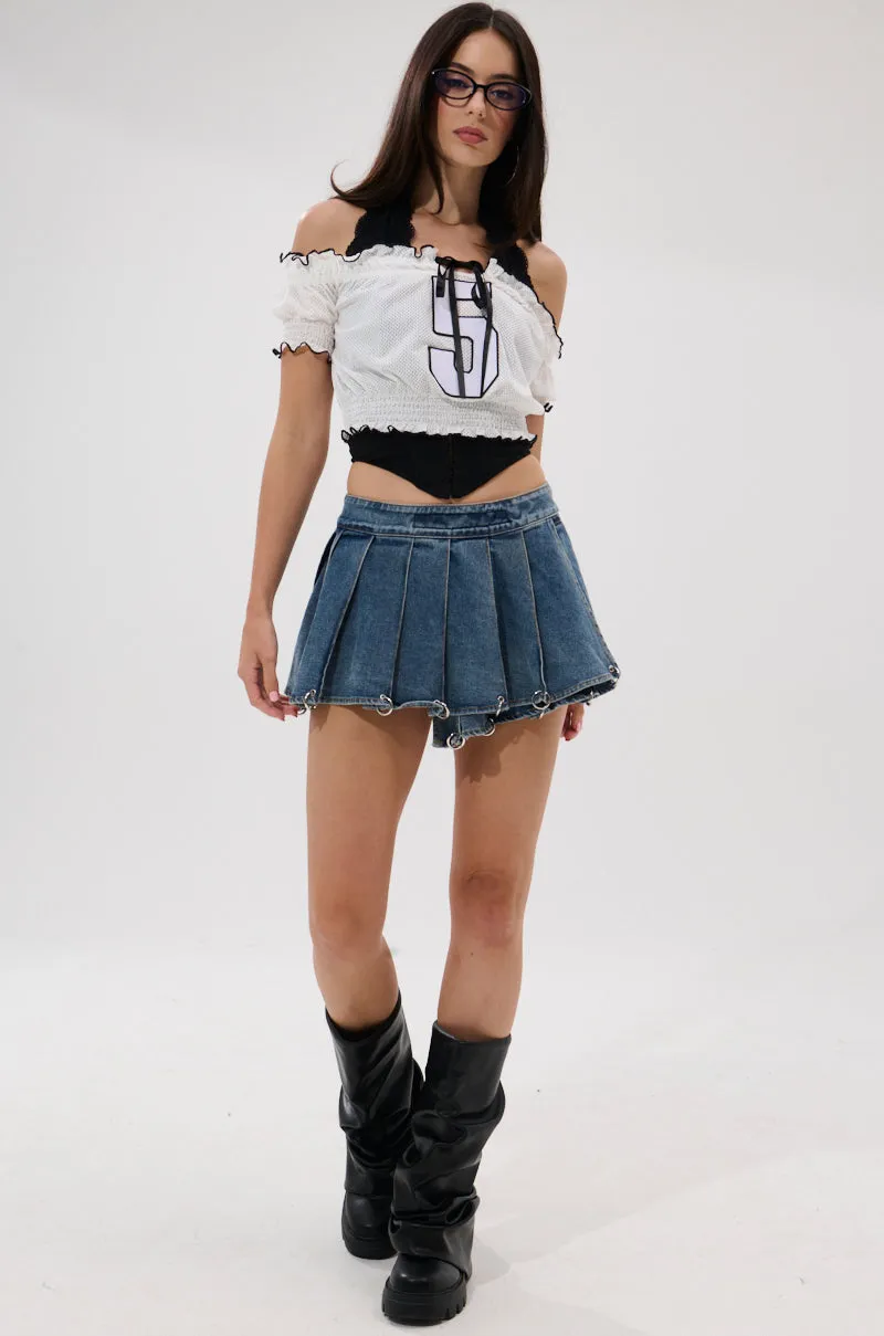 TOO MANY NIGHTS LIKE THIS DENIM MINI SKIRT sold by AKIRA product image thumbnail 5