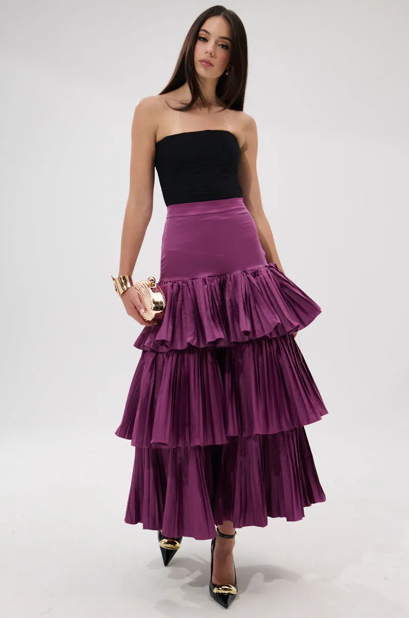 DANCE AROUND WITH ME PLEATED MAXI SKIRT IN PLUM sold by AKIRA product image thumbnail 5