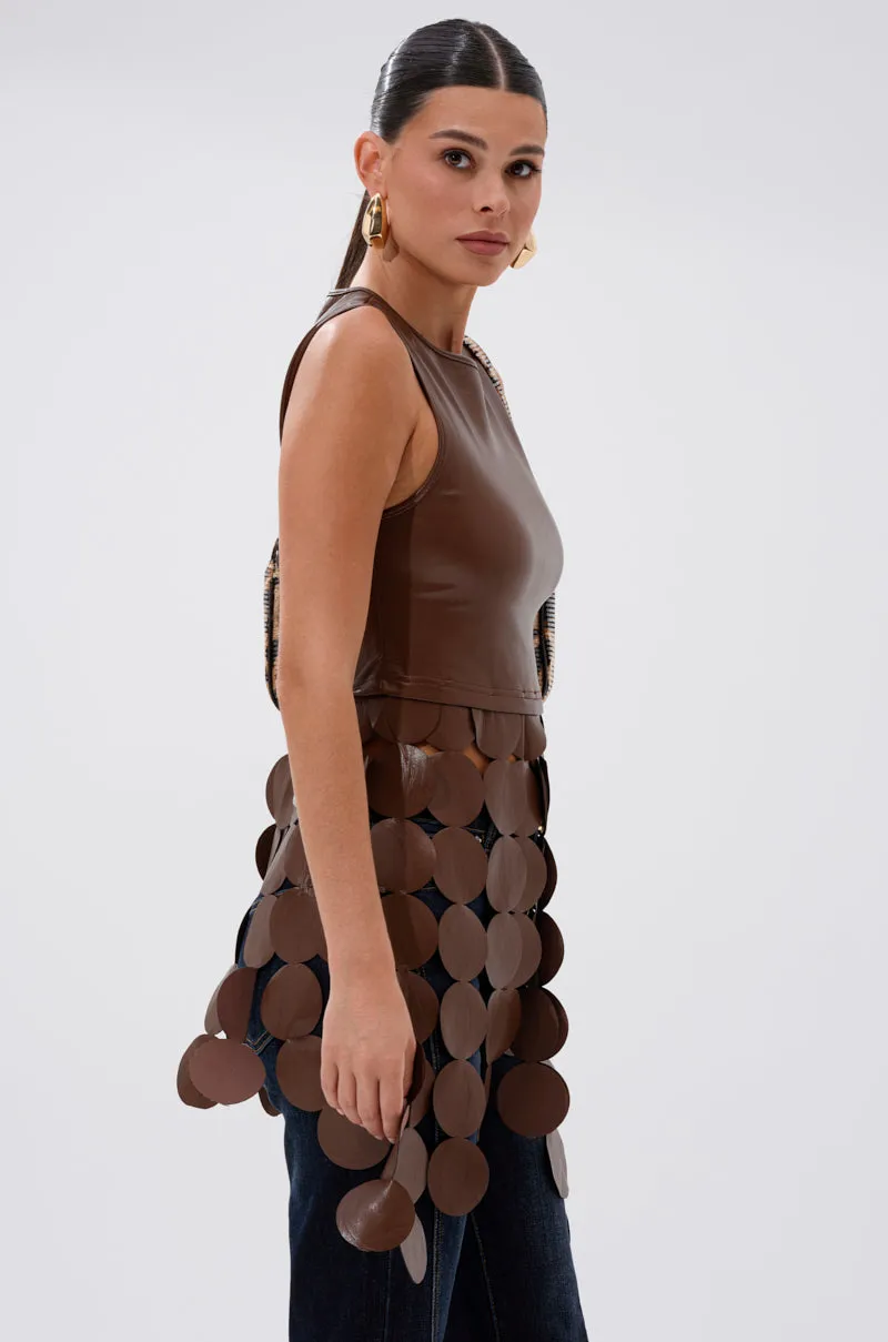 LIGHTS FLASHING FAUX LEATHER TOP sold by AKIRA product image thumbnail 4