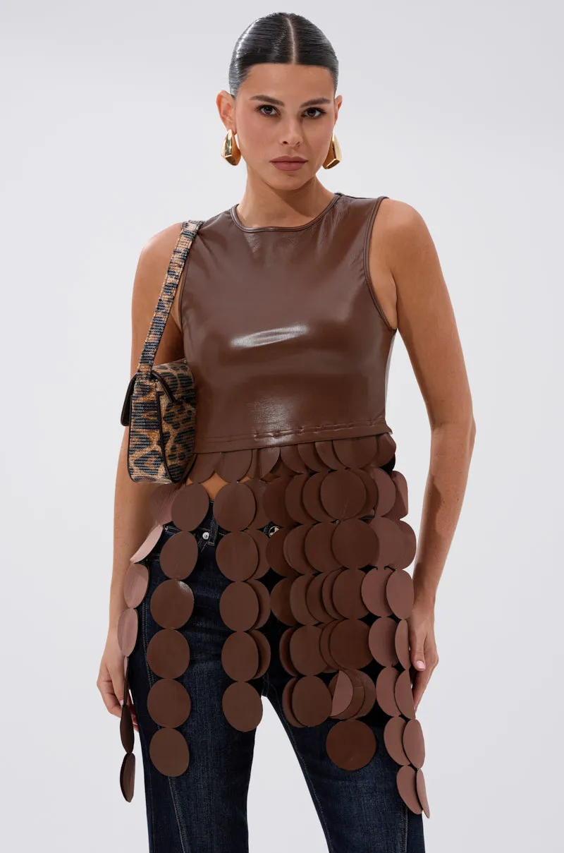 LIGHTS FLASHING FAUX LEATHER TOP sold by AKIRA product image thumbnail 2