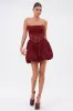 BELINA LACE MINI DRESS WITH BUBBLE SKIRT IN BURGUNDY sold by AKIRA