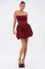 BELINA LACE MINI DRESS WITH BUBBLE SKIRT IN BURGUNDY sold by AKIRA