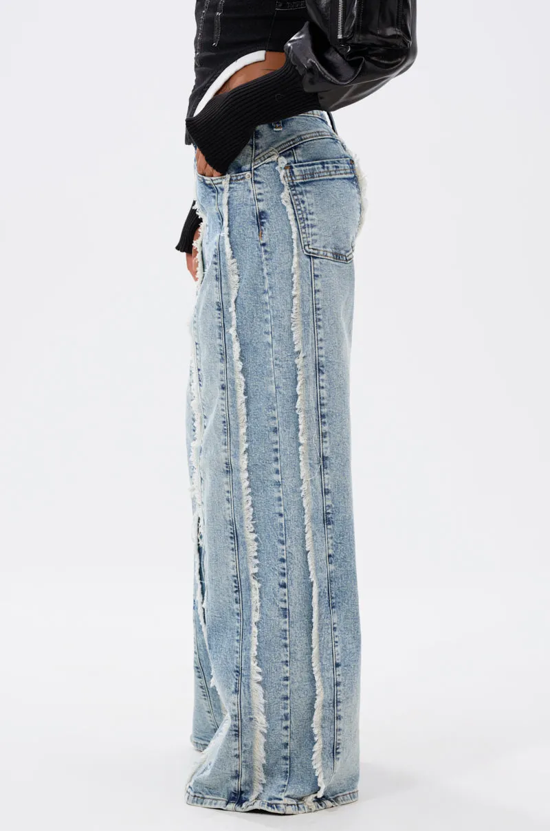 WHO KNOWS DISTRESSED WIDE LEG DENIM sold by AKIRA product image thumbnail 3