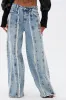 WHO KNOWS DISTRESSED WIDE LEG DENIM sold by AKIRA