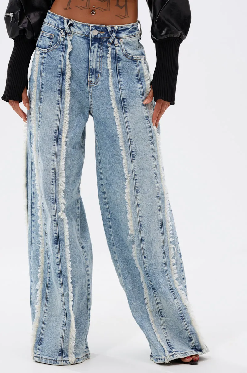 WHO KNOWS DISTRESSED WIDE LEG DENIM sold by AKIRA product image thumbnail 2