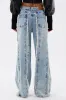 WHO KNOWS DISTRESSED WIDE LEG DENIM sold by AKIRA