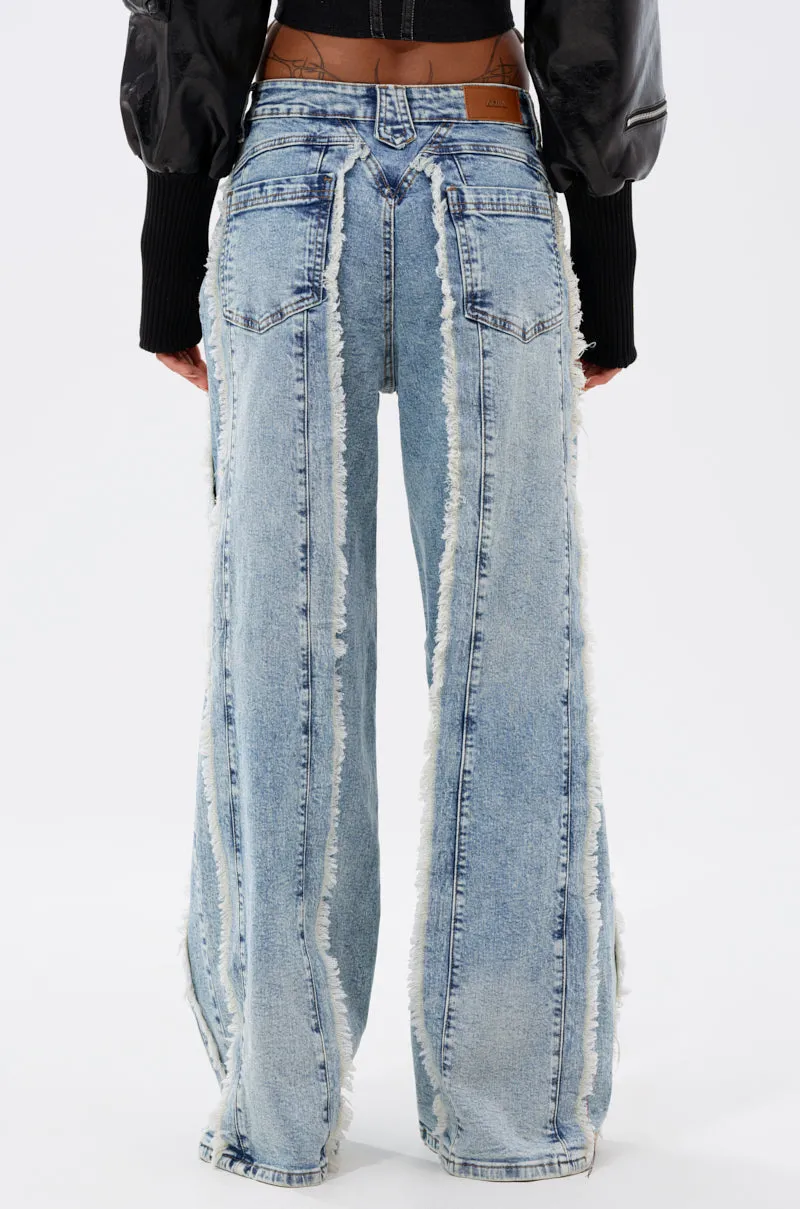 WHO KNOWS DISTRESSED WIDE LEG DENIM sold by AKIRA product image thumbnail 4