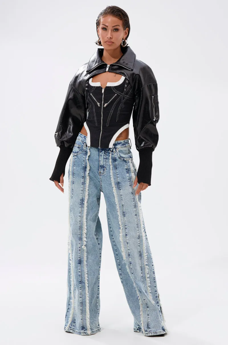 WHO KNOWS DISTRESSED WIDE LEG DENIM sold by AKIRA product image thumbnail 5