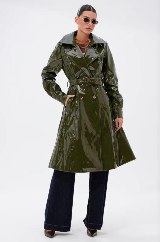 MITICA PATENT TRENCH IN OLIVE sold by AKIRA