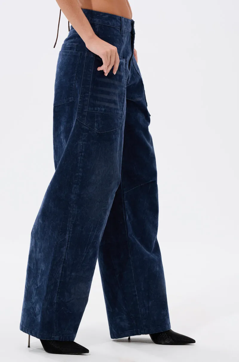 VALERIE VELVET EFFECT WIDE LEG PANT IN BLUE sold by AKIRA product image thumbnail 5