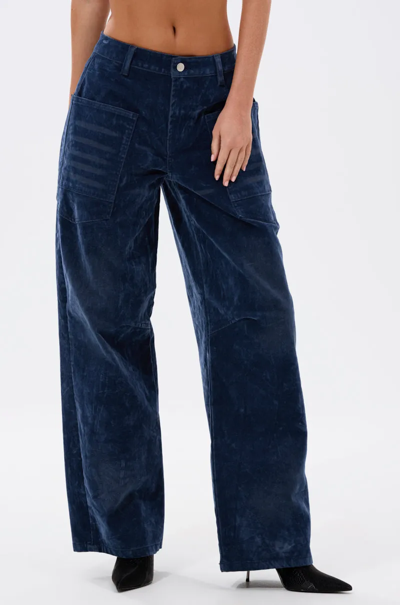 VALERIE VELVET EFFECT WIDE LEG PANT IN BLUE sold by AKIRA product image thumbnail 3