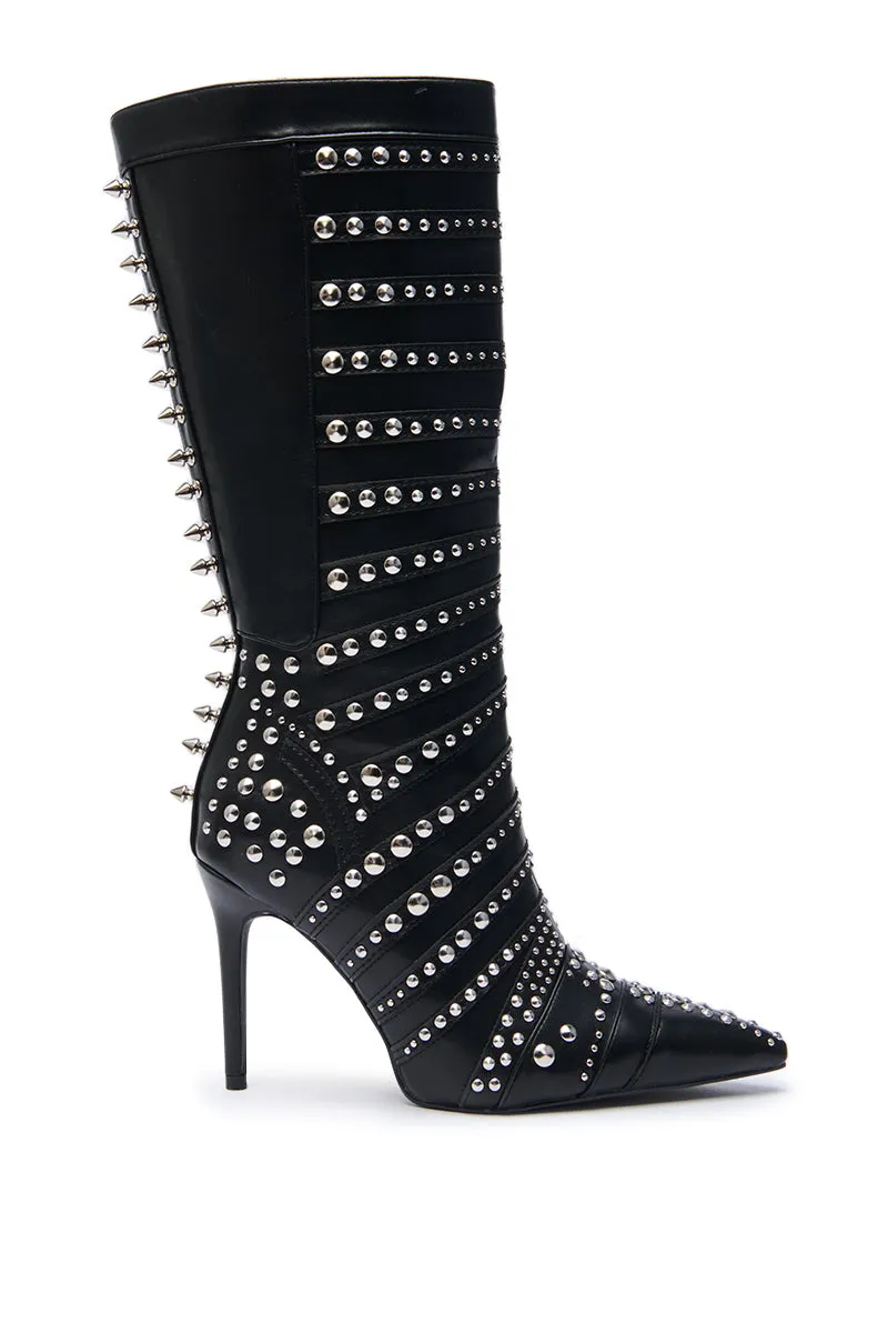 AZALEA WANG ZOX BLACK RHINESTONE AND STUDDED BLACK BOOTIE sold by AKIRA product image thumbnail 2