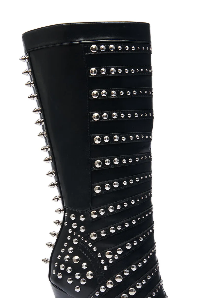 AZALEA WANG ZOX BLACK RHINESTONE AND STUDDED BLACK BOOTIE sold by AKIRA product image thumbnail 5
