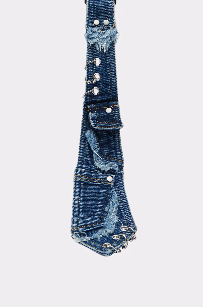 MIXED FEELINGS DENIM TIE sold by AKIRA product image thumbnail 4
