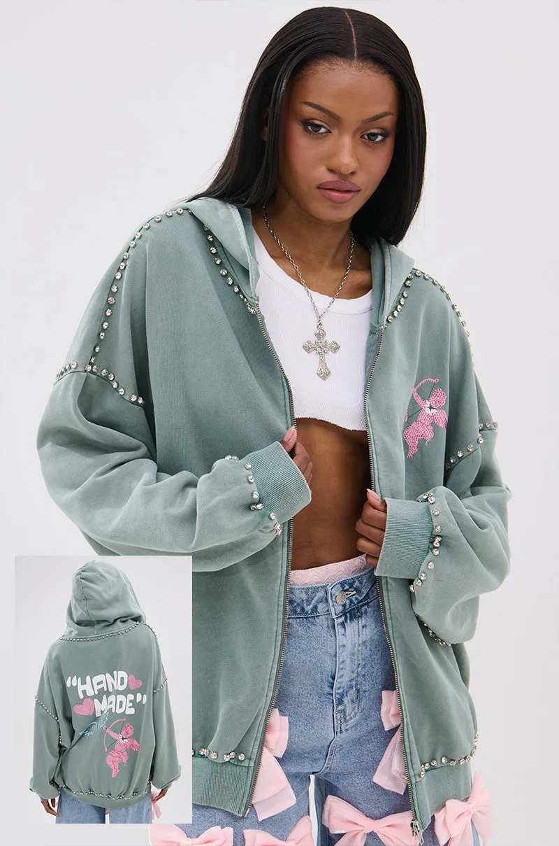 HAND MADE ZIP UP SWEATSHIRT sold by AKIRA