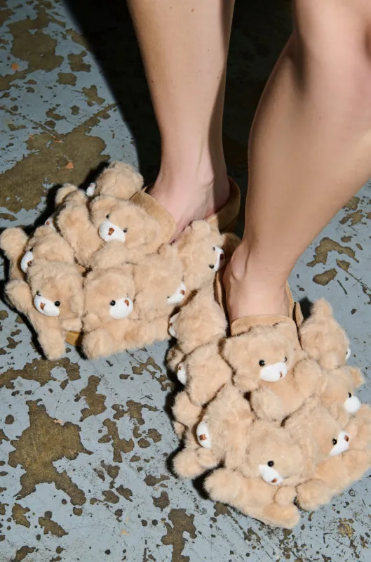 AZALEA WANG AURORA BEIGE TEDDY BEAR CLOG sold by AKIRA