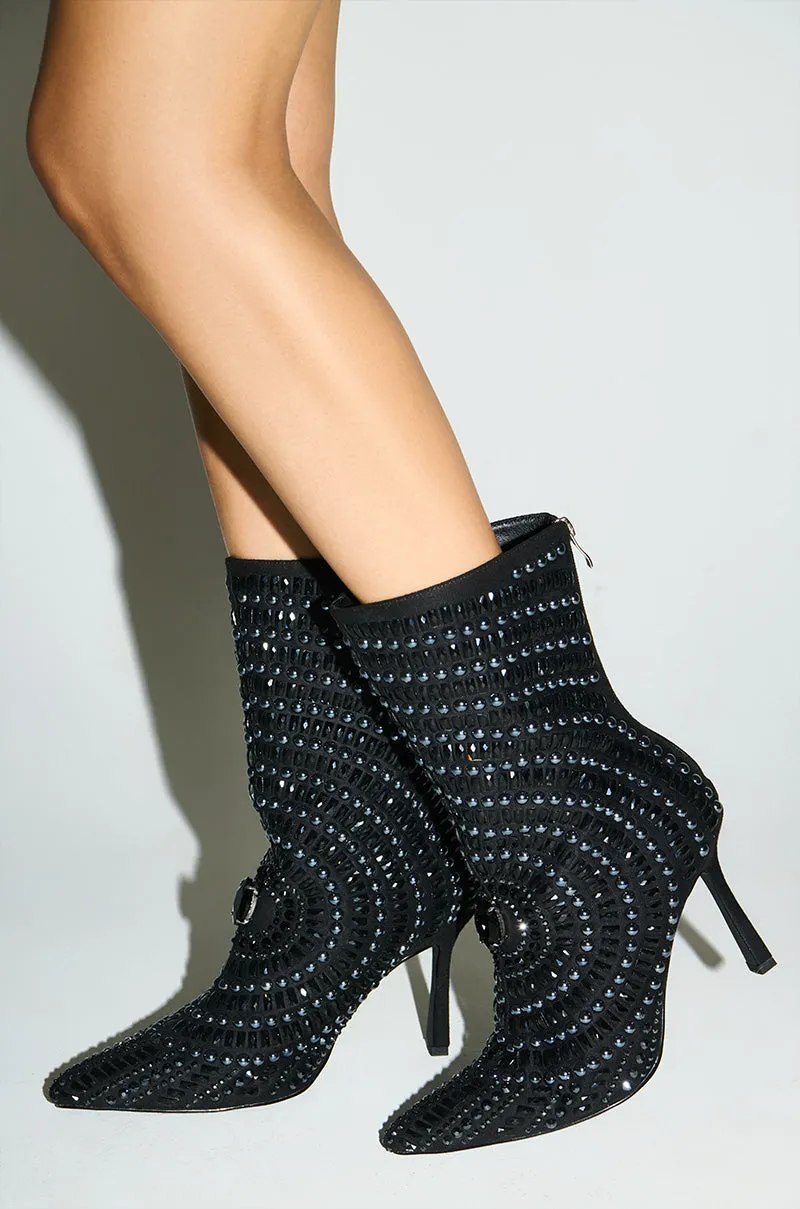 AZALEA WANG HILLEL PEWTER RHINESTONE BOOTIE sold by AKIRA