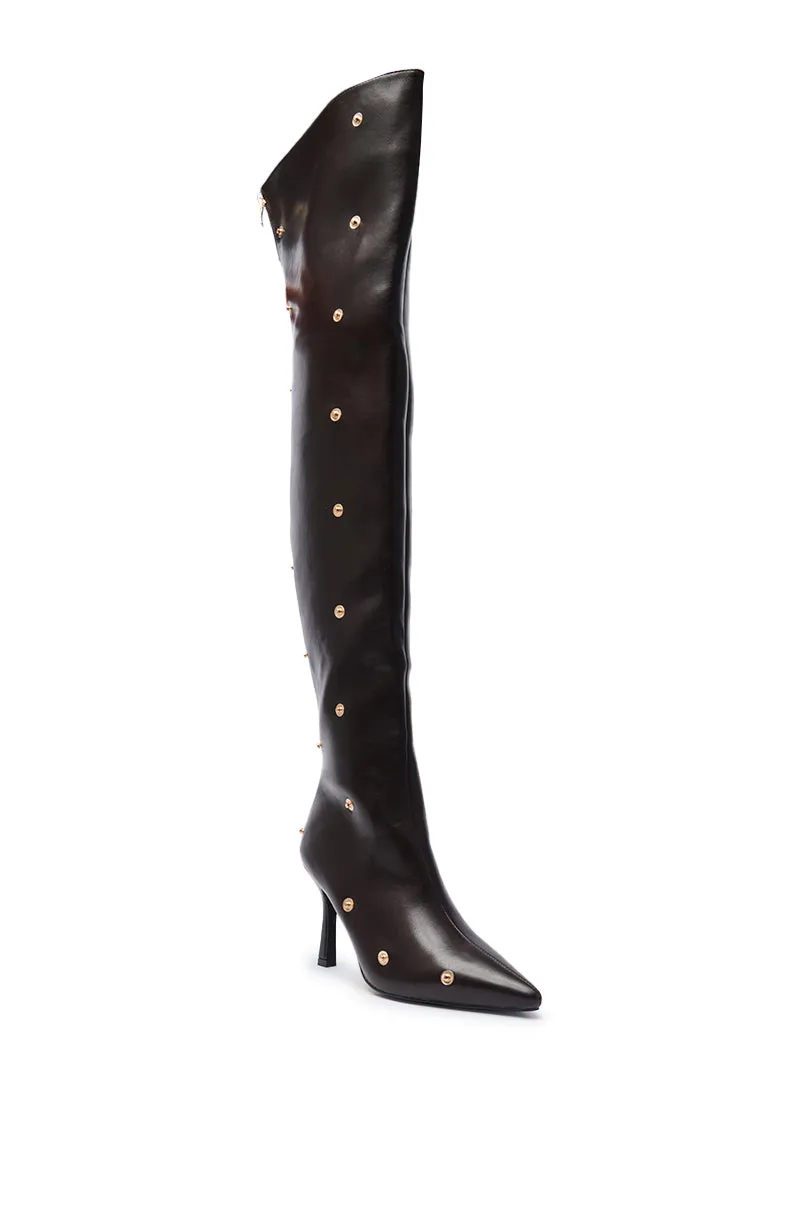 AZALEA WANG SWELCIE CHOCOLATE BROWN FOLDED AND SNAP DETAIL THIGH HIGH BOOT sold by AKIRA product image thumbnail 5