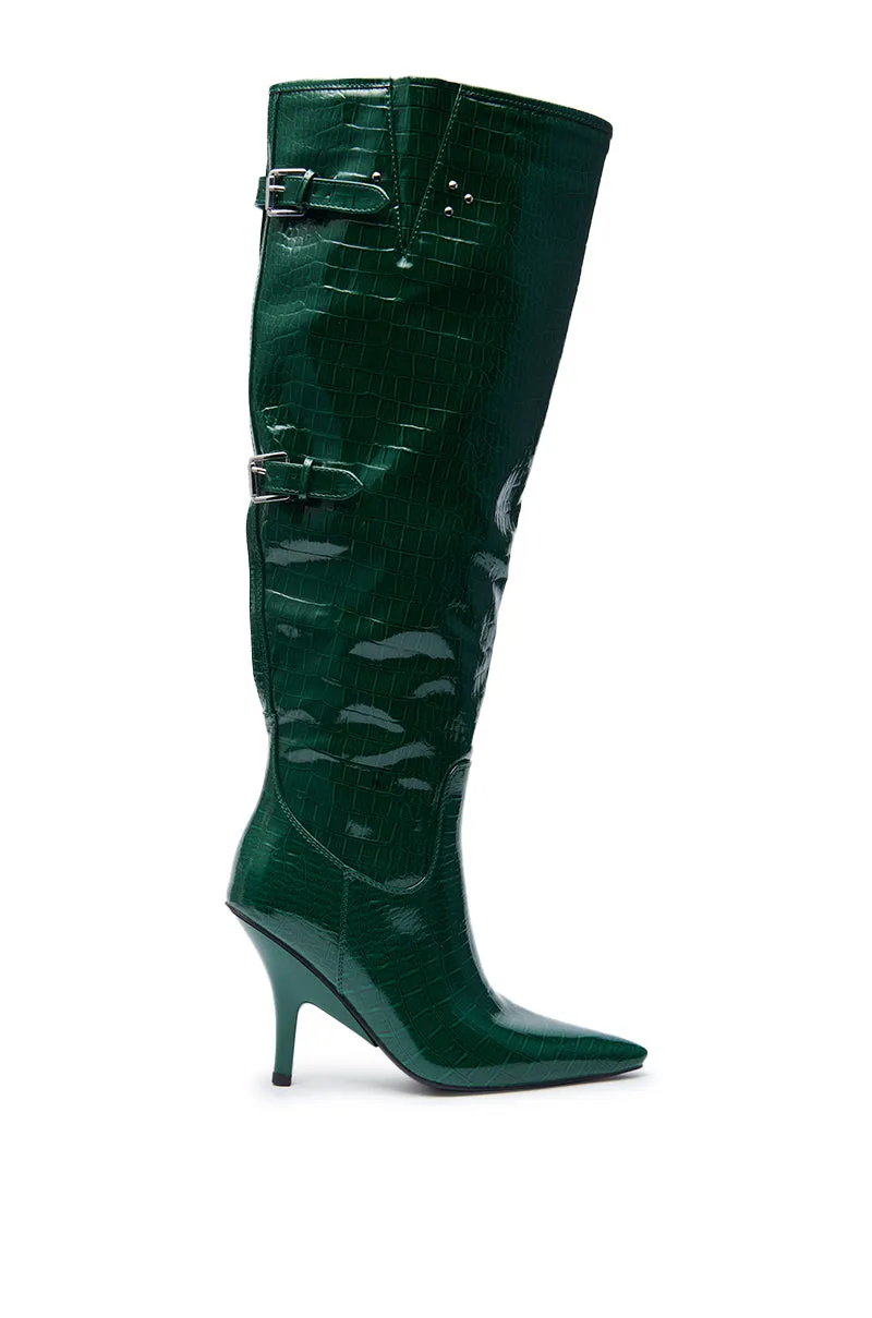 AZALEA WANG GESINE GREEN CROC PATENT LUXE BOOT sold by AKIRA product image thumbnail 2