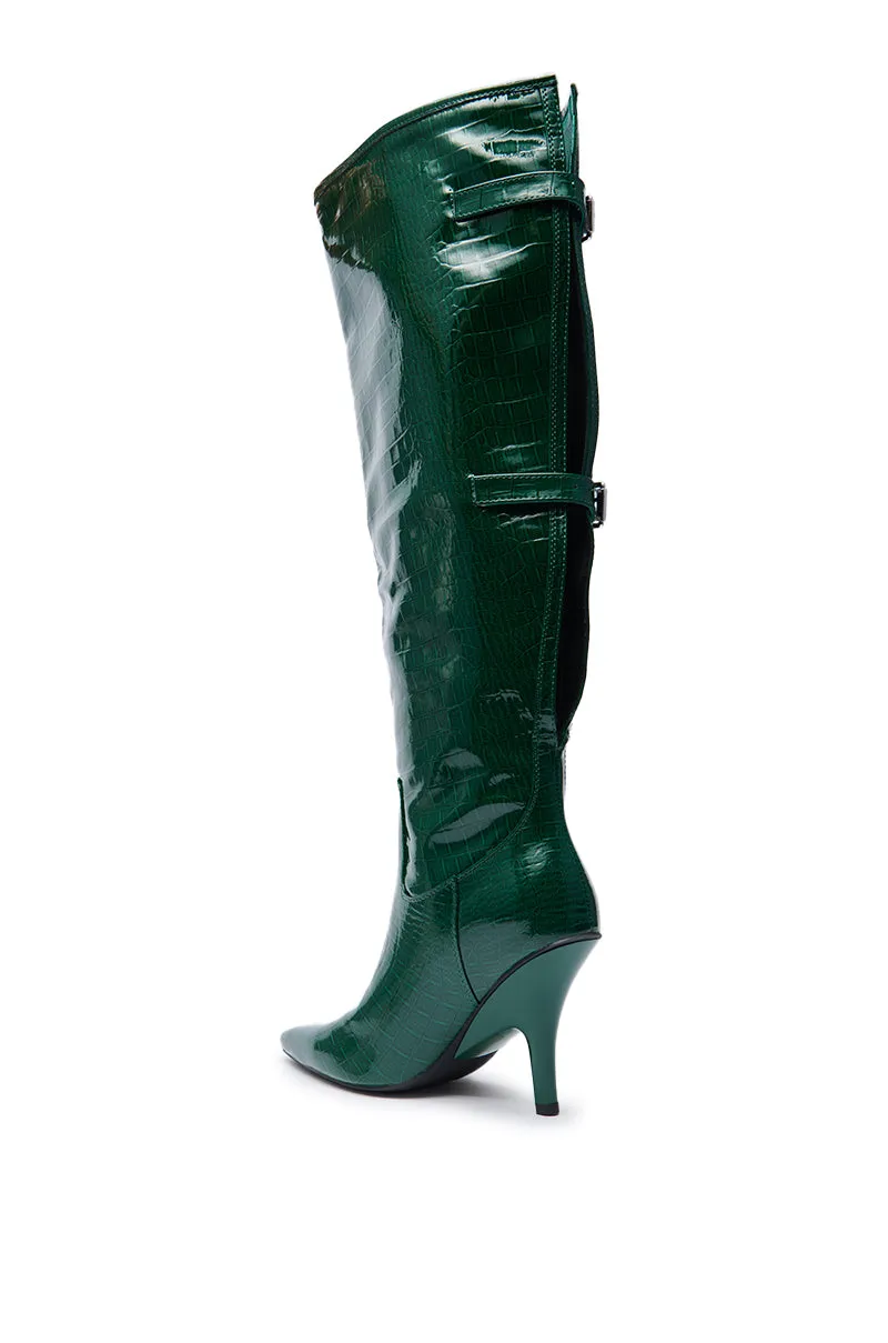 AZALEA WANG GESINE GREEN CROC PATENT LUXE BOOT sold by AKIRA product image thumbnail 4
