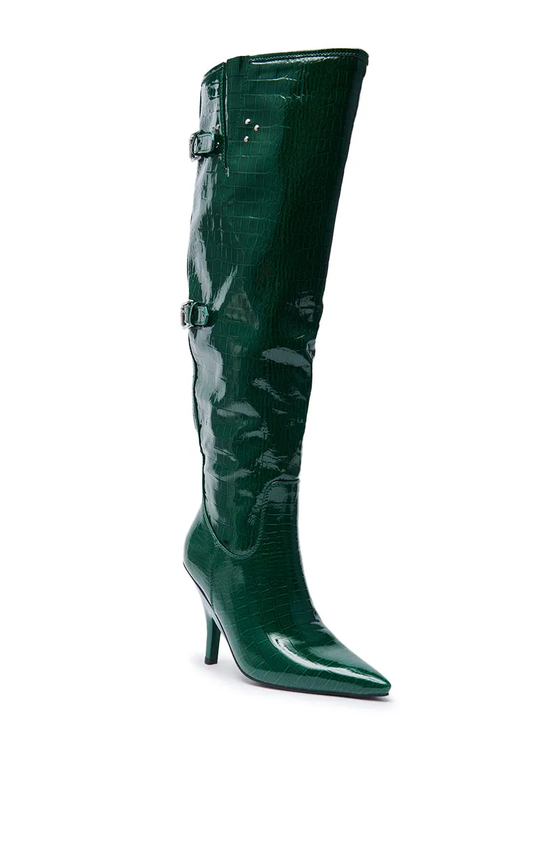 AZALEA WANG GESINE GREEN CROC PATENT LUXE BOOT sold by AKIRA product image thumbnail 3