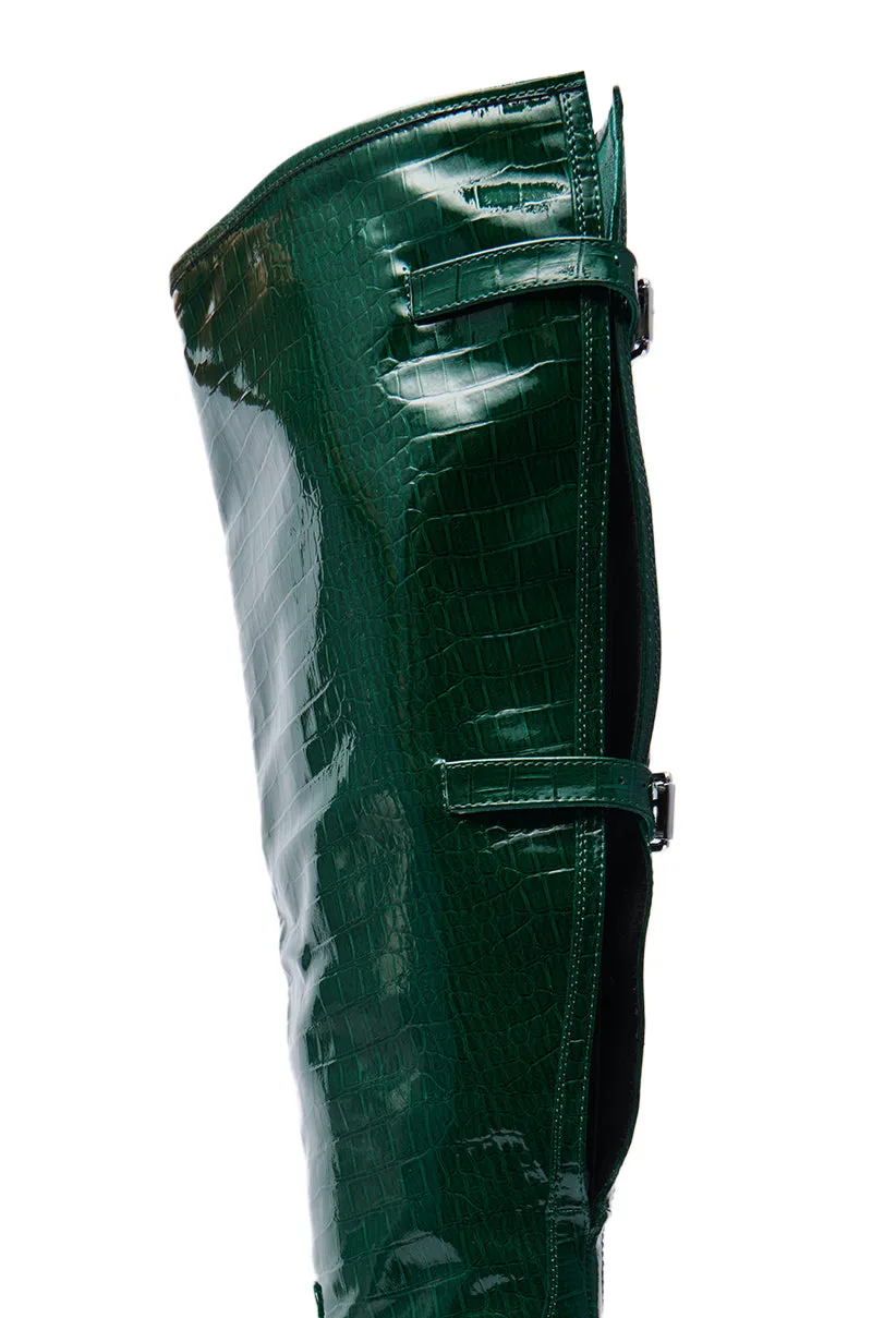 AZALEA WANG GESINE GREEN CROC PATENT LUXE BOOT sold by AKIRA product image thumbnail 5